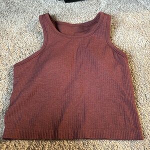 Lululemon Ebb to Street Cropped Racerback Tank Sz 6 Red